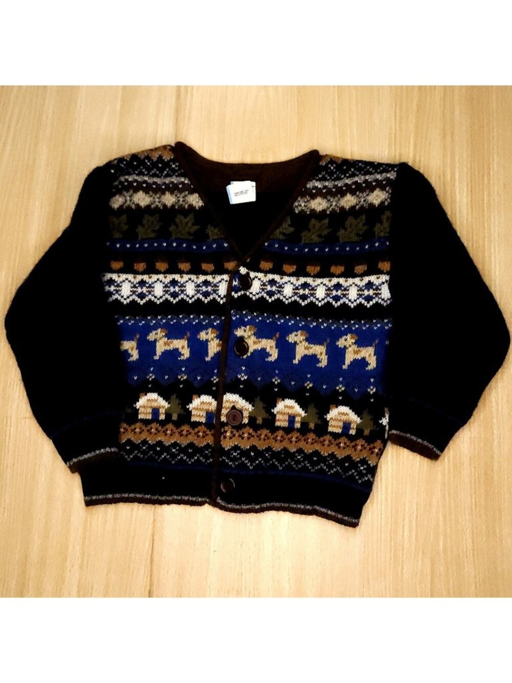 Unbranded Toddler Boys Blue Dog Print Cardigan Sweater 3T
